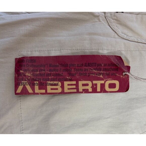 Mens Alberto Popeline Casual Cotton Pants W32 L34 Beige Dust Slim Fit Lightweigh - Picture 5 of 12